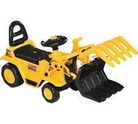 HOMCOM Pelleteuse à siège, Pelleteuse à siège avec pelle, espace de rangement, Tracteur à pédales avec effets sonores, klaxon, Pelleteuse pour enfants, voiture toboggan pour enfants 3-4 ans, 83 x 27 x