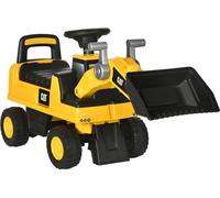 HOMCOM Pelleteuse à siège, Véhicule à godet, Pelleteuse à siège, Pelleteuse pour enfants avec klaxon, espace de rangement sous le siège, Voiture à godet pour enfants à partir de 18 mois, jaune+noir, 7