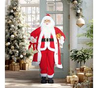 HOMCOM Père Noël 1,15 m Père Noël debout avec sac de cadeaux et cloches de Noël, Intérieur, Rouge