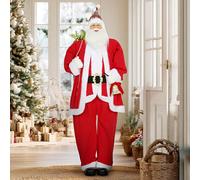 HOMCOM Père Noël 1,6 m debout Père Noël avec cadeaux et cloches de Noël Fonction sonore