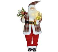 HOMCOM Père Noël animé, 133cm de Haut, décoration de Noël avec Son, Ornement Lumineux, Effet de Rire et Musique Festive pour la fête.