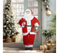 HOMCOM Père Noël Chantant et Dansant, Décoration de Noël, 120 cm, Bras Flexibles, avec Cadeau & Couronne de Noël, Activation par le Son, Métal, Plastique, Rouge