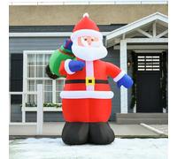 HOMCOM Père Noël Gonflable avec LED 2,4H m hotte imperméable en Polyester Rouge
