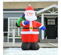 HOMCOM Père Noël Gonflable avec LED Imperméable Polyester 2,4H m Rouge | Hotte