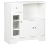 HOMCOM Buffet de cuisine Meuble de rangement moderne, porte en verre tiroir étagères réglables Blanc