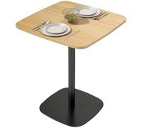 HOMCOM Petite table à manger, 60 cm, carrée, plateau MDF, socle en acier, pour salon, salle à manger, cuisine, Bois naturel+Noir