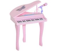 HomCom Piano à queue électronique 37 touches – Micro, haut-parleur, LED, enregistrement – Rose