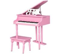 HOMCOM Piano à Queue Enfant en Bois 30 Touches Tabouret Pupitre MDF Rose