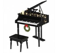 HOMCOM Piano à Queue Enfant en Bois Piano Enfant Clavier de Piano 30 Touches - Tabouret et pupitre inlus - Instrument de Musique - MDF Noir