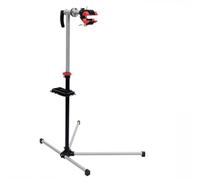 HOMCOM Pied d'Atelier Vélo Support de Réparation Professionnel, Charge 30kg pour VTT - Stand de Montage Pliable avec Plateau à Outils - Hauteur Réglable 180cm et Pince Rotative 360, Gris Noir