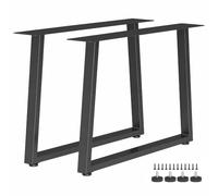 HOMCOM Pieds de Table en Acier Lot de 2 Pieds de Bureau 60 x 43 cm Noir | Trapézoïdes, Bricolage à Domicile, Patins Réglables et Vis, Style Industriel