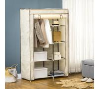 HOMCOM Placard en tissu, solution de rangement, 6 étagères, 1 tringle, Beige