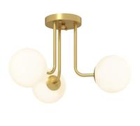 HOMCOM Plafonnier LED 25W Plafonnier 3 Lumières Globe Doré | Douilles G9, Lampe de Plafond Moderne, pour Salon, Couloir, Salle à Manger, Cuisine