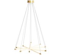 HOMCOM Plafonnier LED, 50W, 5 tubes lumineux réglables, modulable, plafonnier pour salon, salle à manger, cuisine, Or+Blanc