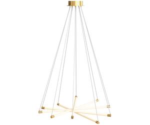 HOMCOM Plafonnier LED, 50W, 5 tubes lumineux réglables, modulable, plafonnier pour salon, salle à manger, cuisine, Or+Blanc