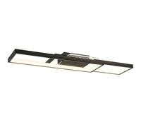 HOMCOM Plafonnier LED rectangle 43W, luminaire plafonnier 3000-6000K, 4600LM, moderne lampe de plafond, intensité variable, télécommande ou interrupteur mural, pour chambre, salon, bureau, noir