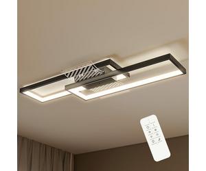 HOMCOM Plafonnier LED Rectangle 43W Luminaire Plafonnier 3000-6000K Noir | 4600LM, Moderne Lampe de Plafond, Intensité Variable, Télécommande ou Interrupteur Mural, pour Chambre Salon Bureau