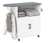 HOMCOM Planche à Repasser Mobile avec penderie 125x43,5x102,5cm Blanc