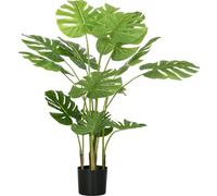 HOMCOM Plante artificielle, 120 cm Plante artificielle, Monstera artificiel avec cache-pot, mousse PE, arbre artificiel comme un vrai, plante d'intérieur pour le salon, vert