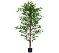 HOMCOM Plante Artificielle Arbre Ficus 1,80 m Pot Inclus Vert | Tronc, Branches, Liane, Lichen, Feuilles, Grand Réalisme, Intérieur, Plantes Artificielles Intérieur