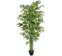 HOMCOM Plante Artificielle Bambou, 180 cm Plante Artificielle Réaliste avec Pot Décoratif pour Salon et Chambre, Vert