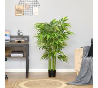 HOMCOM Plante artificielle bambou arbre artificiel 140 cm avec pot, fausse plante vert décoration d'intérieur