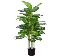HOMCOM Plante Artificielle calathea Hauteur 120 cm Pot Ciment - intérieur