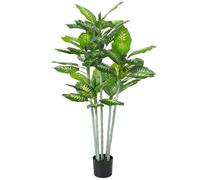 HOMCOM Plante Artificielle calathea Hauteur 150 cm Pot Ciment - intérieur
