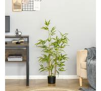 HOMCOM Plante Artificielle de Bambou Haute 120cm avec Pot pour Intérieur et Extérieur, Vert
