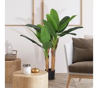 HOMCOM Plante Artificielle de Bananier Haute 120 cm avec Pot Inclus pour Intérieur, Vert