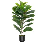 HOMCOM Plante artificielle Ficus Lyrata 80 cm d'intérieur avec pot vert
