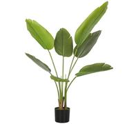 HOMCOM Plante Artificielle intérieure 109 cm bananiers Arbre Artificiel avec Pot en Plastique et terreau floqué, Fausse Plante Vert décoration pour Maison, Bureau, Salon, Chambre