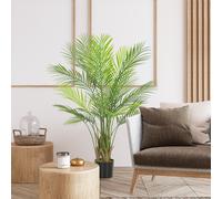 HOMCOM Plante artificielle intérieure 120 cm, palmier arbre artificiel avec pot en plastique et flocage, vert