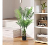 HOMCOM Plante artificielle intérieure 120 cm, palmier arbre artificiel avec pot en plastique et flocage, vert