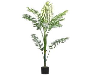 HOMCOM Plante Artificielle Intérieure 150 cm Palmier Areca avec Flocage | Arbre Artificiel, Pot En Plastique, Feuilles PE, Fausse Plante, Décoration Verte, Salon, Bureau, Chambre