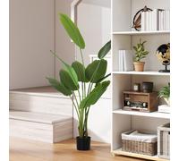 HOMCOM Plante artificielle intérieure 160 cm, arbre artificiel avec pot en plastique et terreau floqué, vert
