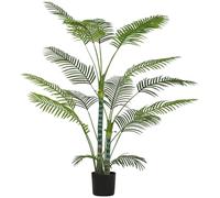 HOMCOM Plante Artificielle intérieure 170 cm, Palmier avec Pot Plastique et Flocage, Arbre Artificiel 16 Feuilles en PEVA, Fausse Plante décoration Maison Bureau Salon Chambre, Vert