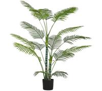 HOMCOM Plante Artificielle Intérieure 170 cm Palmier Pot Plastique Vert | avec Flocage, Arbre Artificiel 16 Feuilles en PEVA, Fausse Plante Décoration Maison Bureau Salon Chambre