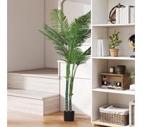 HOMCOM Plante artificielle intérieure 180 cm, palmier Areca arbre artificiel avec pot en plastique et flocage, vert