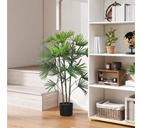 HOMCOM Plante artificielle intérieure 90 cm, palmier arbre artificiel avec pot en plastique et flocage, vert