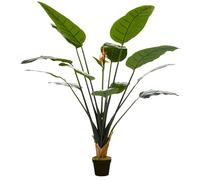 HOMCOM Plante Artificielle Oiseau de Paradis Strelitzia Hauteur 1,80 m - 13 Feuilles et 2 Fleurs Grand réalisme Pot Inclus