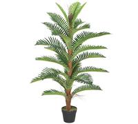 HOMCOM Plante Artificielle Palmier 120 cm avec 24 Grandes Feuilles Grand réalisme Pot Inclus