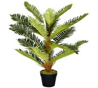 HomCom Plante artificielle Palmier 85 cm, 18 grandes feuilles, grand réalisme, pot inclus