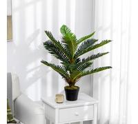HOMCOM Plante artificielle palmier 85 cm avec 18 grandes feuilles grand réalisme pot inclus