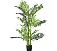 HOMCOM Plante artificielle, Palmier artificiel, Plante artificielle avec remplissage de ciment, Palmier artificiel en pot, Plante d'intérieur pour décoration, 150 cm, Vert