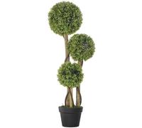 HOMCOM Plante artificielle, plante artificielle, buis de 90 cm dans pot de fleurs, arbre artificiel avec protection UV, plante d'intérieur pour salon, balcon, vert clair