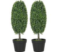 HOMCOM-Plante artificielle-plastique, ciment-Ø17,5 x 60H cm-Vert