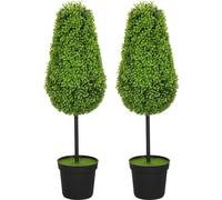 HOMCOM-Plante artificielle-plastique, ciment-Ø20cm x 90H cm-Vert