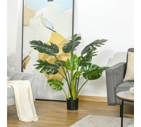 HOMCOM plantes artificielles 110 cm Monstera artificielles en pot Plante décorative d'intérieur Arbre artificiel Plante de décoration de bureau Pot en plastique pour l'intérieur et l'extérieur