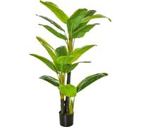 HOMCOM Plantes artificielles 150 cm Bananier artificiel Plante d'intérieur Plante décorative Plante de bureau Pot en plastique pour l'intérieur et l'extérieur